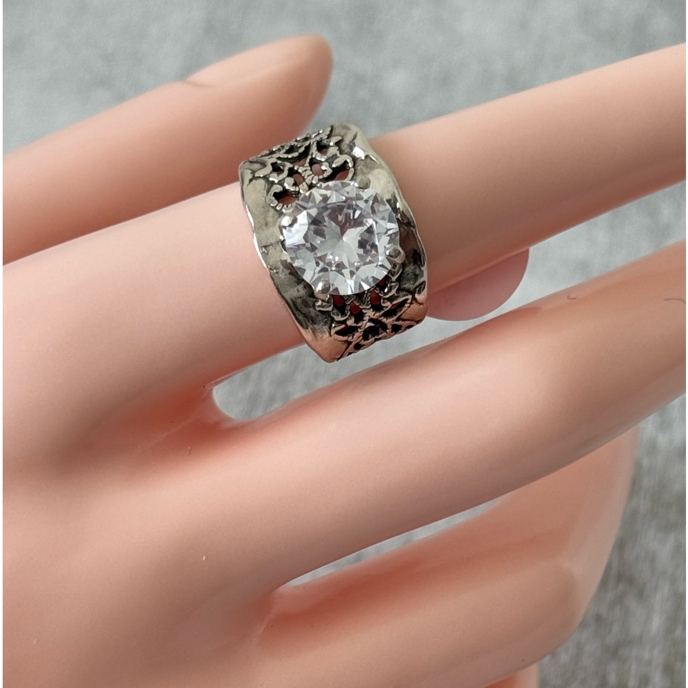 Noa Zuman Sterling Silver 925 Ring W Round Clear CZ Sz. 8